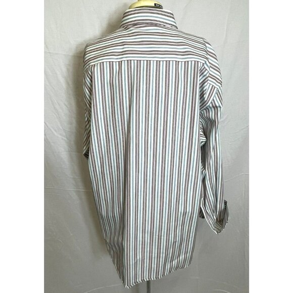 Robert Graham Men's Shirt 2XL Flip Cuff Striped Embroidered Turquoise - Picture 7 of 16